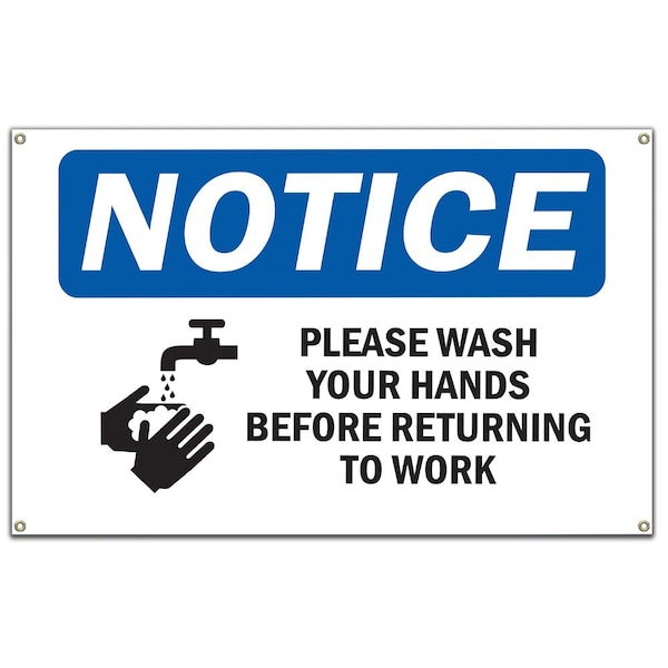 Signmission OSHA, Please Wash Your Hands Before, 60 in Banner, 10" W, 14" L, Please Wash Your Hands Before Sign OS-NS-B-60-17647 - main